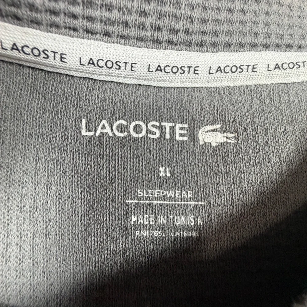 Lacoste‎ Mens XL Gray Waffle Knit Thermal Long Sleeve Sleepwear Top Logo